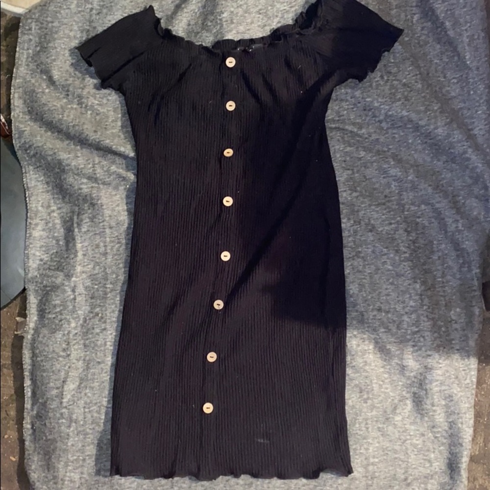 Black Dress with Faux Buttons